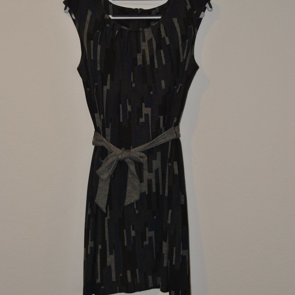 Banana Republic Blue Grey Abstract Belted Shift Dress 6P